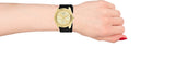 Guess G Twist Gold Dial Black Leather Strap Watch for Women - W0911L3