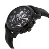 Fossil Grant Automatic Chronograph Black Dial Black Leather Strap Watch for Men - ME3028
