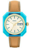 Fossil Candy White Dial Brown Leather Strap Watch for Men - ES3536