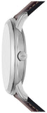 Fossil Neutra Minimalist Moonphase Silver Dial Brown Leather Strap Watch for Men - FS5905