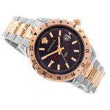Versace Hellenyium GMT Black Dial Two Tone Steel Strap Watch for Men - V11040015