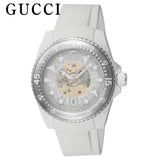 Gucci Dive Automatic Transparent Dial White Rubber Strap Watch For Men - YA136343