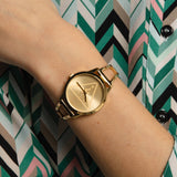 Guess Lola Quartz Gold Dial Gold Steel Strap Watch For Women - W1145L3