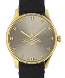 Gucci G Timeless Quartz Silver Dial Black Leather Strap Watch For Women - YA1264181