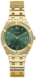 Guess Cosmo Diamonds Green Dial Gold Steel Strap Watch for Women - GW0033L8