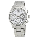 Guess Sunrise Multifunction Quartz White Dial Silver Steel Strap Watch For Women - W0330L3