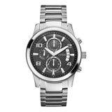 Guess Exec Chronograph Quartz Black Dial Silver Steel Strap Watch For Men - W0075G1