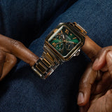 Guess Dress Chronograph Multifunction Green Dial Two Tone Steel Strap Watch For Men - GW0631G1