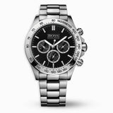 Hugo Boss Ikon Chronograph Black Dial Silver Steel Strap Watch for Men - 1512965