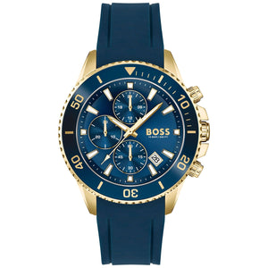 Hugo Boss Admiral Chronograph Blue Dial Blue Rubber SIlicon Strap Watch for Men - 1513965