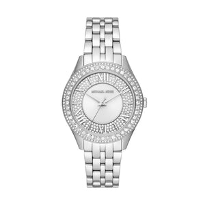 Michael Kors Harlowe Three-Hand Quartz Silver Dial Silver Steel Strap Watch For Women - MK4708