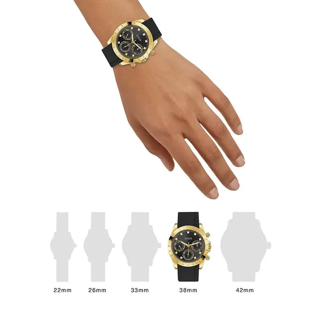 Guess Eclipse Multi Function Black Dial Black Rubber Strap Watch for Women - GW0315L1