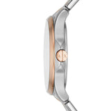 Fossil Townsman Automatic Skeleton White Dial Two Tone Steel Strap Watch for Men - ME3075
