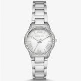 Michael Kors Sage Three-Hand Mother of Pearl White Dial Silver Steel Strap Watch for Women - MK4824