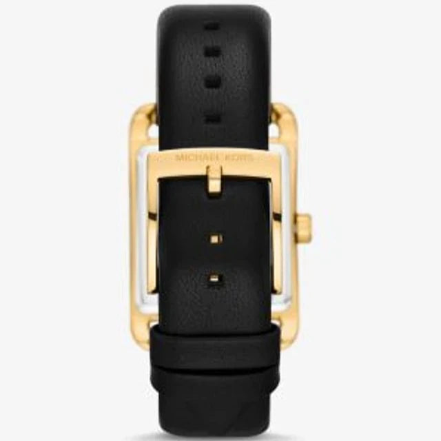 Michael Kors Monroe Three Hand Black Dial Black Leather Strap Watch for Women - MKO1027