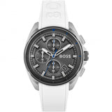 Hugo Boss Volane Chronograph Grey Dial White SIlicone Strap Watch for Men - 1513948