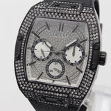 Guess Phoenix Multifunction Crystals Silver Dial Black Steel Strap Watch For Men - GW0094G3