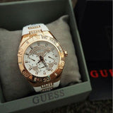 Guess Luna Diamonds White Dial White Rubber Strap Watch for Women - W0653L4