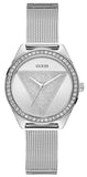 Guess Tri Glitz Quartz Silver Dial Silver Mesh Bracelet Watch For Women - W1142L1