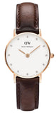 Daniel Wellington Classy Bristol White Dial Brown Leather Strap Watch For Women - DW00100062