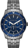 Michael Kors Chronograph Cunningham Multifunction Blue Dial Grey Steel Strap Watch For Men - MK7155