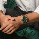 Hugo Boss Troper Chronograph Green Dial Two Tone Steel Strap Watch for Men - 1514154