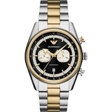 Emporio Armani Racer Chronograph Black Dial Two Tone Steel Strap Watch for Men - AR11678