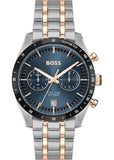 Hugo Boss Tourmaster Chronograph Blue Dial Two Tone Steel Strap Watch for Men - 1514288
