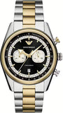 Emporio Armani Racer Chronograph Black Dial Two Tone Steel Strap Watch for Men - AR11678