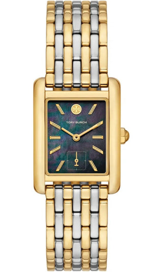 Tory Burch Eleanor Mother of Pearl Black Dial Two Tone Steel Strap Watch for Women - TBW1084