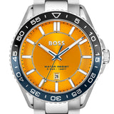 Hugo Boss Runner 3H Orange Dial Silver Steel Strap Watch for Men - 1514206
