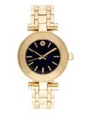 Tory Burch Classic T Black Dial Gold Steel Strap Watch for Women - TBW9010
