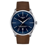 Tissot Chemin des Tourelles Automatic Powermatic 80 Blue Dial Brown Leather Strap Watch for Men - T139.407.16.041.00