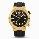 Versace Greca Logo Diver Quartz Black Dial Black Rubber Strap Watch for Men - VE8G00324