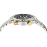 Versace Greca Logo Diver Quartz Black Dial Two Tone Steel Strap Watch for Men - VE8G00424