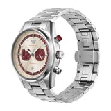 Emporio Armani Racer Chronograph White Dial Silver Steel Strap Watch for Men - AR11645