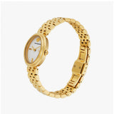 Tory Burch Oval White Dial Gold Steel Strap Watch for Women - TBW6032