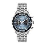 Hugo Boss Tourmaster Chronograph Blue Dial Silver Steel Strap Watch for Men - 1514286