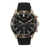 Hugo Boss Runner Chronograph Black Dial Black Silicone Strap Watch for Men - 1514168