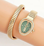 Just Cavalli Solo Green Dial Gold Steel Strap Watch for Women - JC1L167M0025