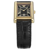 Emporio Armani Gino Black Dial Black Leather Strap Watch for Men - AR11666