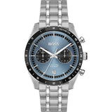 Hugo Boss Tourmaster Chronograph Blue Dial Silver Steel Strap Watch for Men - 1514286