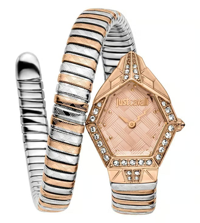 Just Cavalli Ornato Pink Dial Two Tone Steel Strap Watch for Women - JC1L303M0065