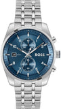 Hugo Boss Skytraveller Chronograph Blue Dial Silver Steel Strap Watch for Men - 1514216