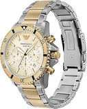 Emporio Armani World Explorer Chronograph Cream Dial Two Tone Steel Strap Watch for Men - AR11606