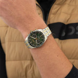 Hugo Boss Tourmaster Chronograph Green Dial Two Tone Steel Strap Watch for Men - 1514287