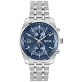Hugo Boss Skytraveller Chronograph Blue Dial Silver Steel Strap Watch for Men - 1514216