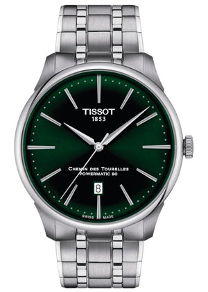 Tissot Chemin des Tourelles Powermatic 80 Green Dial Silver Steel Strap Watch for Men - T139.407.11.091.00