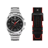 Tissot PR 100 Vuelta Chronograph Black Dial Silver Steel Strap Watch for Men - T150.417.11.051.01