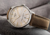 Tissot Chemin des Tourelles Automatic Powermatic 80 Ivory Dial Green Leather Strap Watch for Men - T139.407.16.261.00